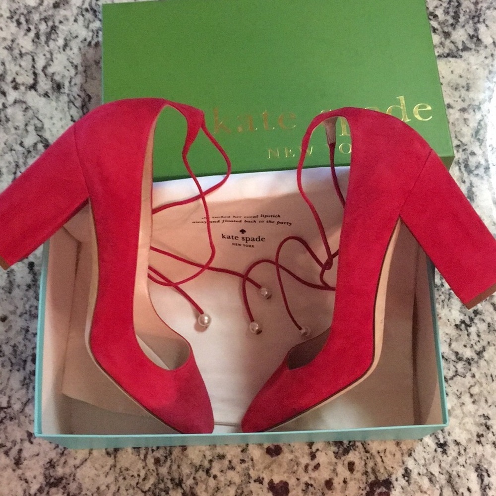 NWT Kate Spade Heels Block Embellished Shoes Maryjane Stacked Pumps - Picture 2 of 7